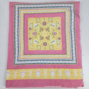 Vtg Wamsutta Lowenstein Fabric 70"x42" 1.9 Yd Spring Pink Cats Floral Pattern